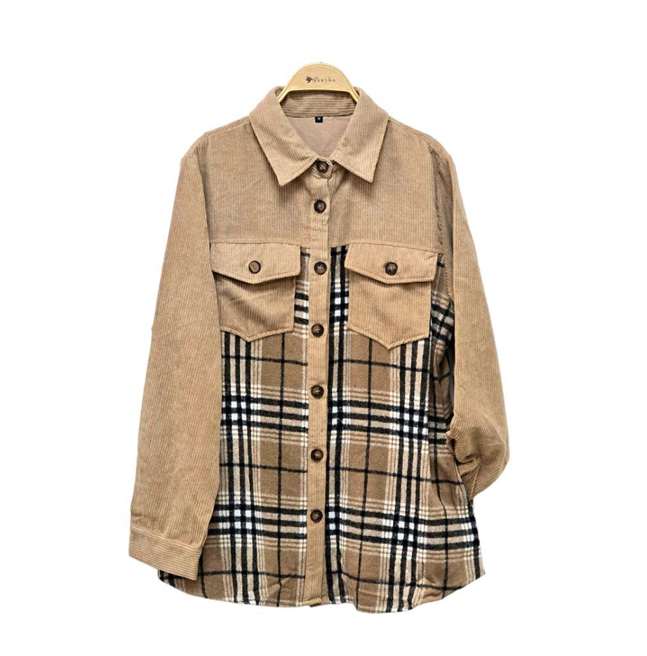 Sobrecamisa de cotele y lanilla corte entallado