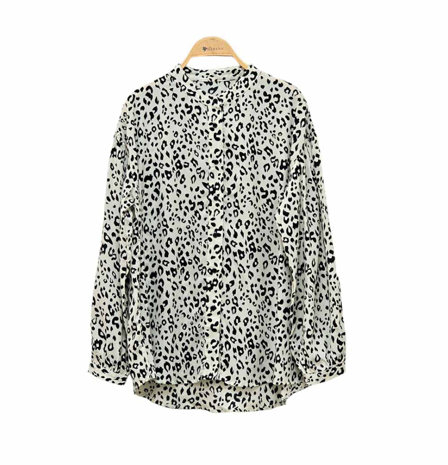 Blusa gasa gruesa print cuello mao